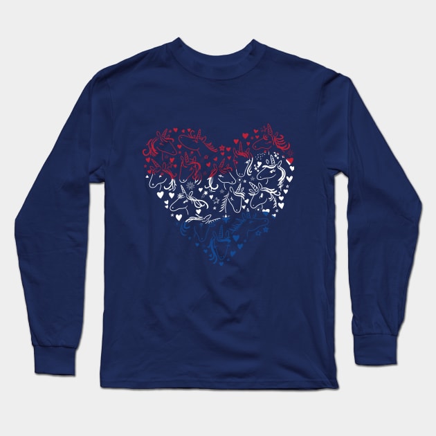 Patriotic Unicorns Long Sleeve T-Shirt by rmcbuckeye